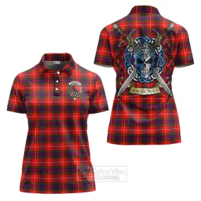 Abernethy Tartan Women's Polo Shirt with Family Crest Celtic Skull Style