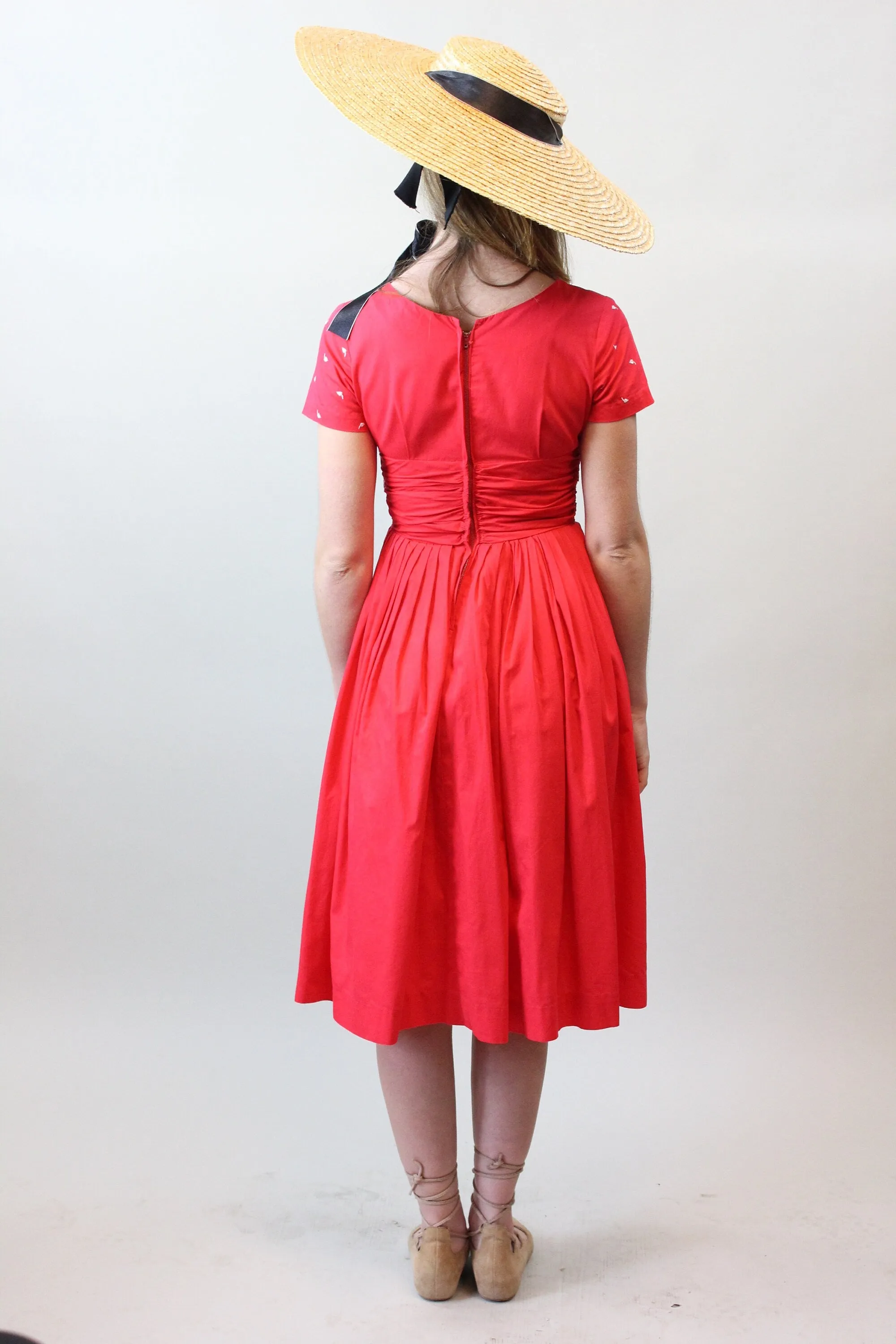 1950s COTTON embroidered dress xs | new spring summer