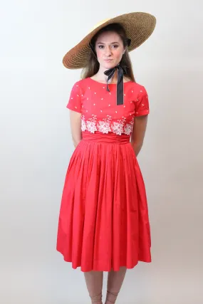 1950s COTTON embroidered dress xs | new spring summer