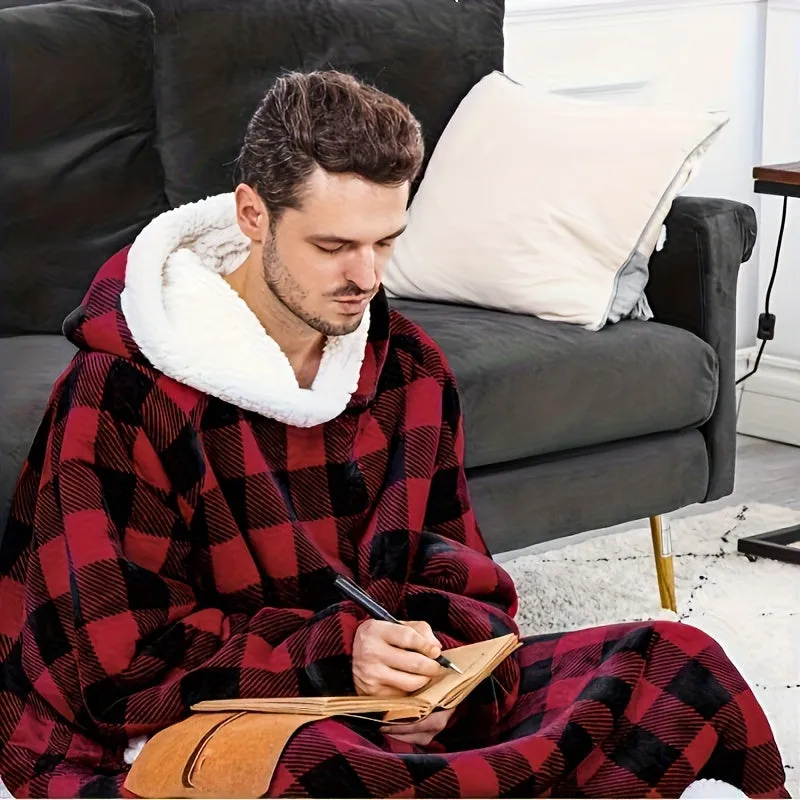 1pc Giant Wearable Blanket Hoodie - Super Soft, Warm, and Comfortable Oversized Fleece Flannel Sweatshirt for Women and Men - Perfect for Winter, Cozy, and Relaxing