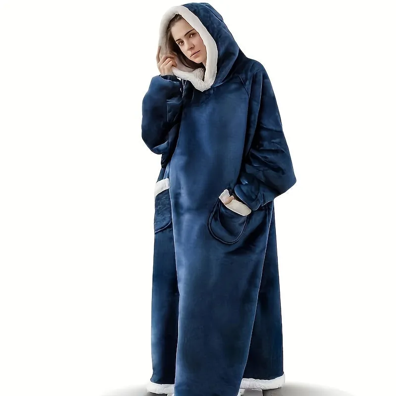 1pc Giant Wearable Blanket Hoodie - Super Soft, Warm, and Comfortable Oversized Fleece Flannel Sweatshirt for Women and Men - Perfect for Winter, Cozy, and Relaxing