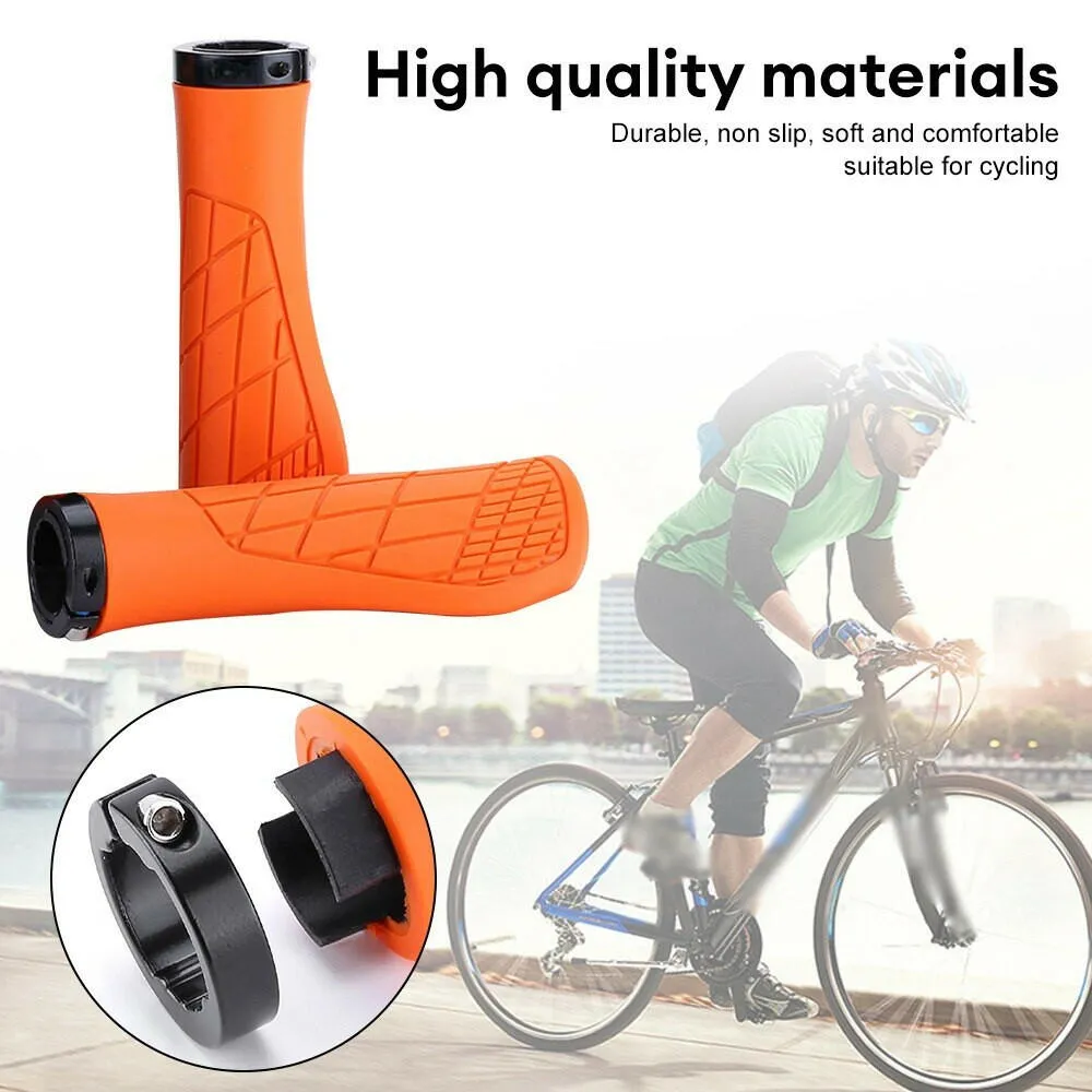 2PCS Non-slip Mountain Bike Handlebar Grips Soft Rubber MTB Grips Anti-skid Comfortable Lockable Bicycle Grips Bike Parts