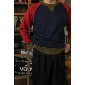 3-Tone Raglan Crew Neck Sweatshirt Heavyweight Double 'V' Neck Pullover