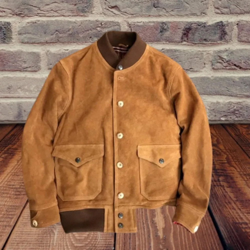 A1 Suede Aviator Bomber Jacket for Men - Loose Fit Military Baseball Outfit