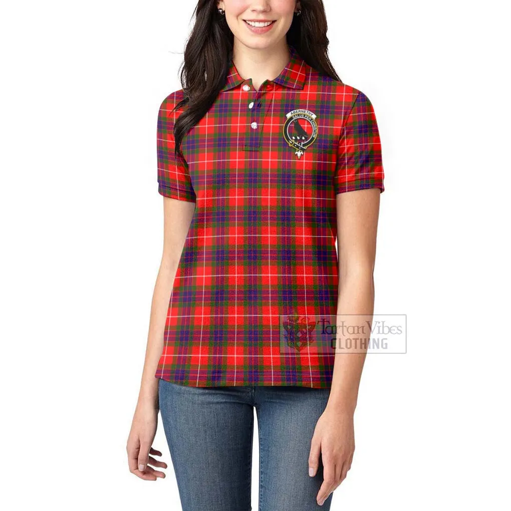 Abernethy Tartan Women's Polo Shirt with Family Crest Celtic Skull Style