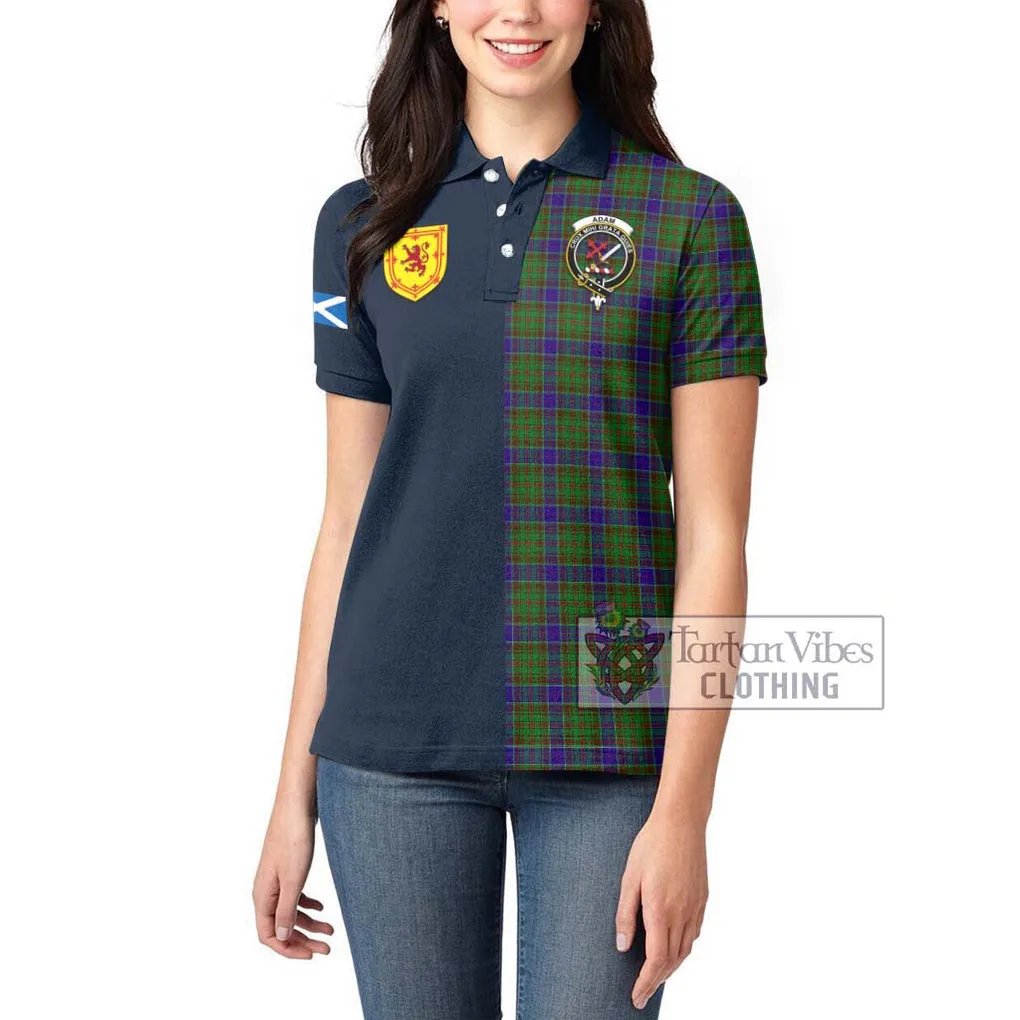 Adam Tartan Women's Polo Shirt Alba with Scottish Lion Royal Arm Half Style