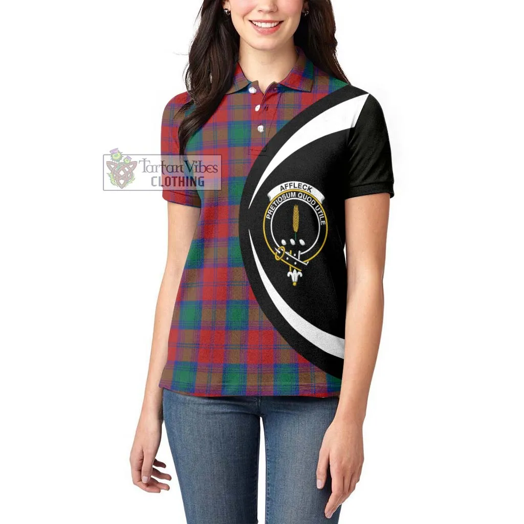 Affleck Tartan Women's Polo Shirt with Family Crest Circle Style