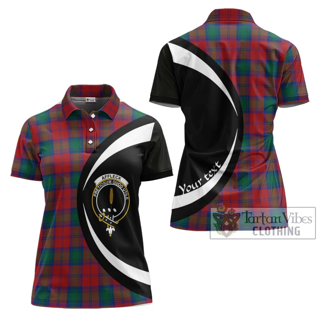 Affleck Tartan Women's Polo Shirt with Family Crest Circle Style