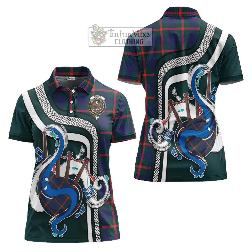 Agnew Tartan Women's Polo Shirt with Epic Bagpipe Style