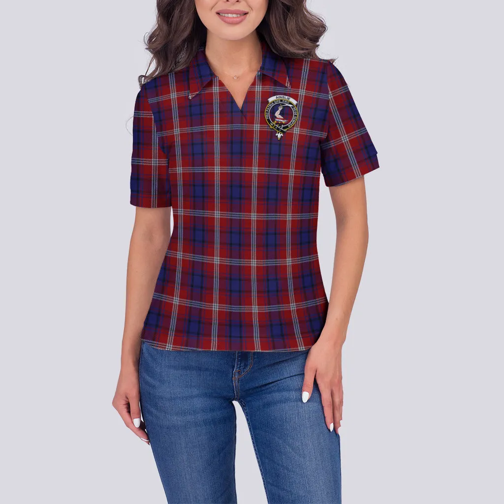 Ainslie Tartan Polo Shirt with Family Crest For Women