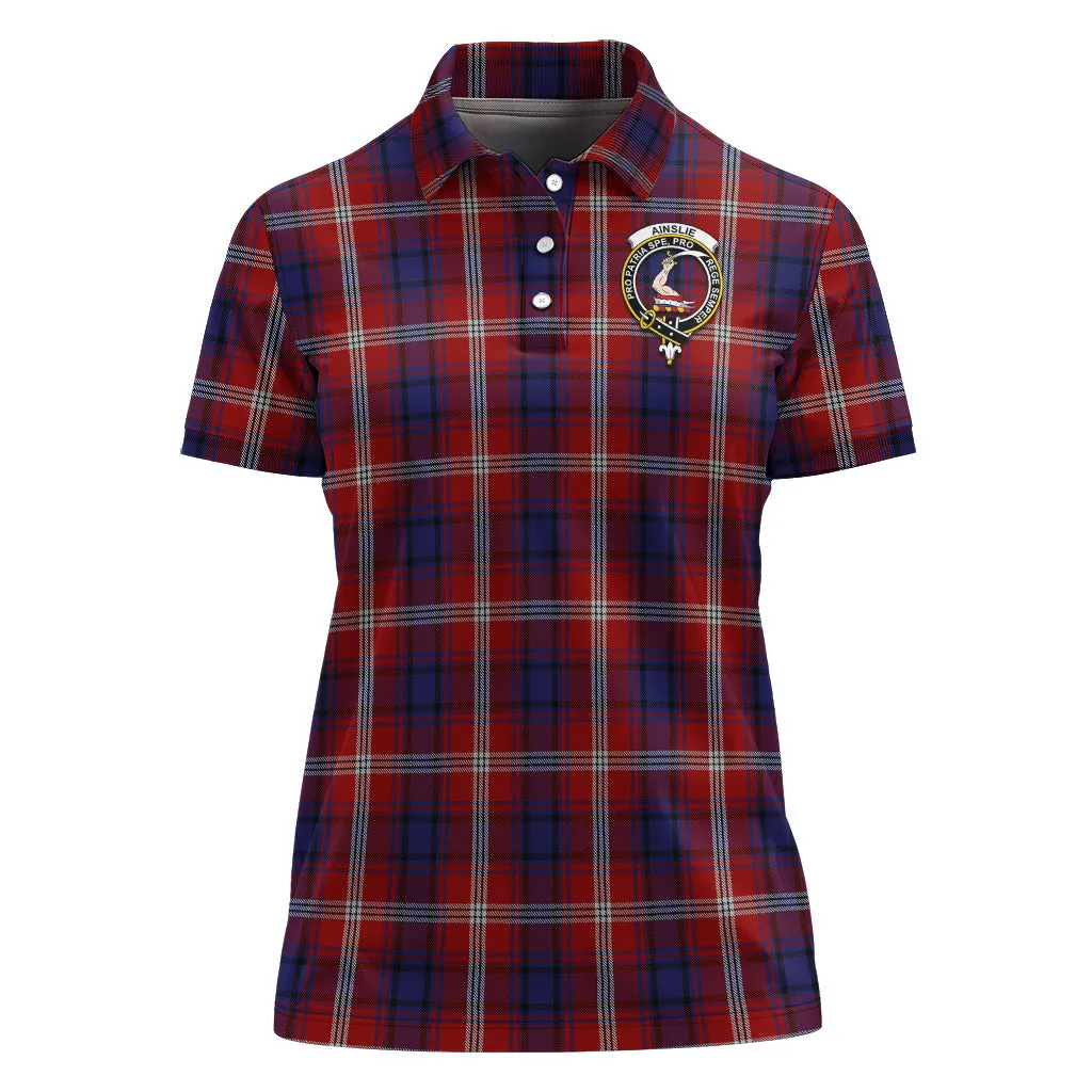 Ainslie Tartan Polo Shirt with Family Crest For Women