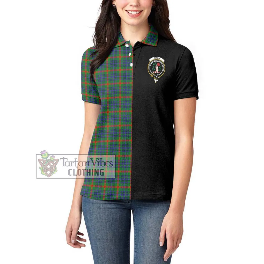 Aiton Tartan Women's Polo Shirt with Family Crest and Half Of Me Style