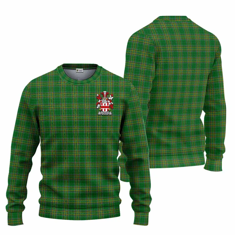 Aldworth Irish Clan Tartan Knitted Sweater with Coat of Arms