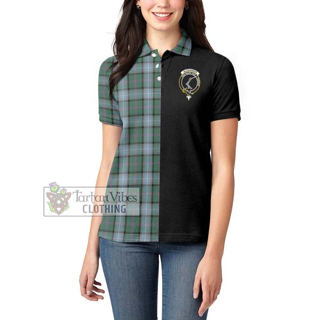 Alexander of Menstry Hunting Tartan Women's Polo Shirt with Family Crest and Half Of Me Style