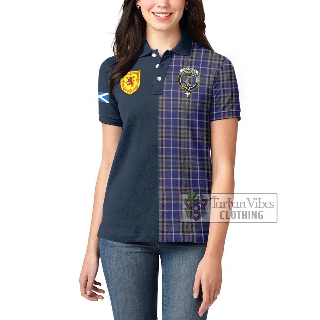 Alexander of Menstry Tartan Women's Polo Shirt Alba with Scottish Lion Royal Arm Half Style