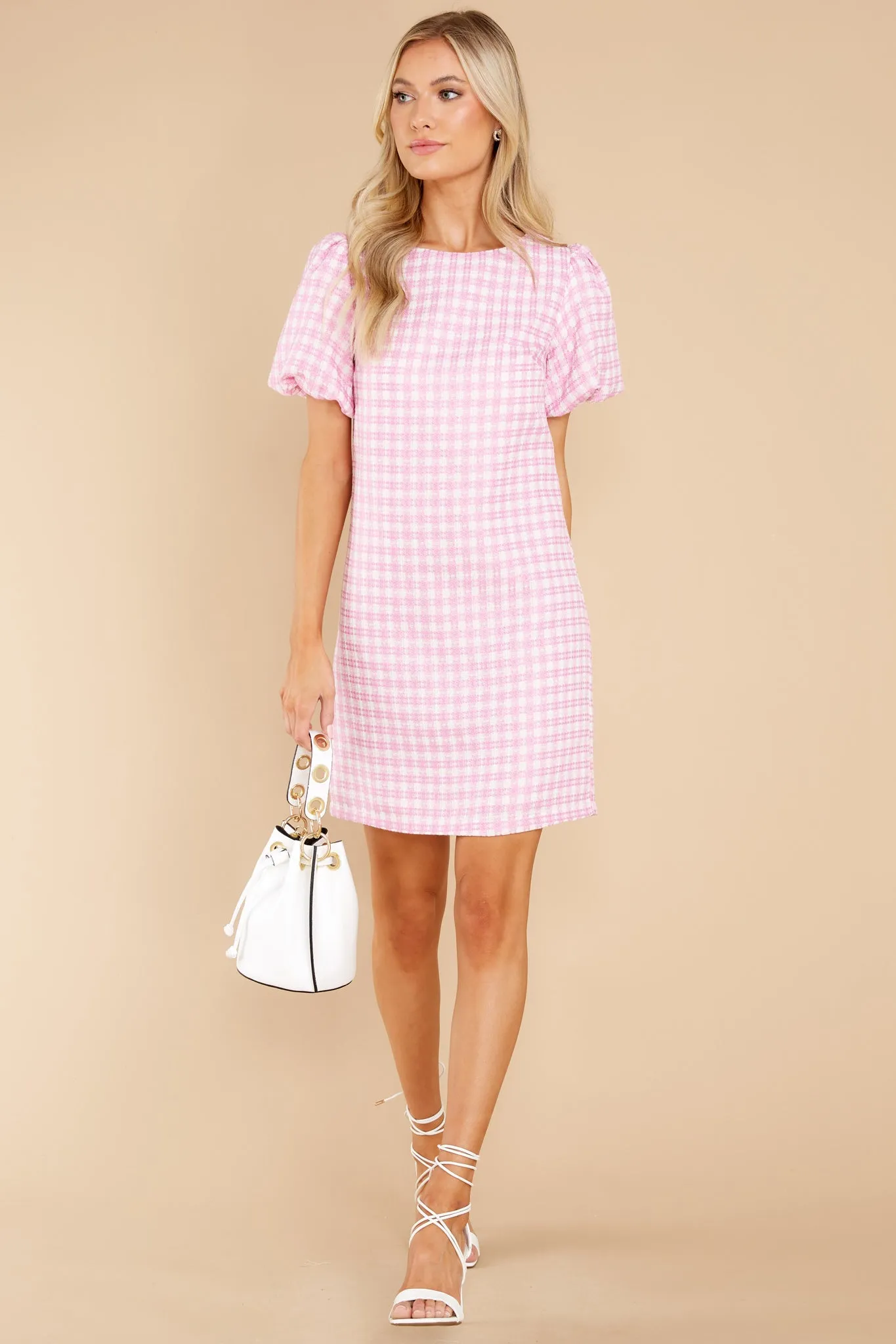 All The Sweetness Hot Pink Tweed Dress