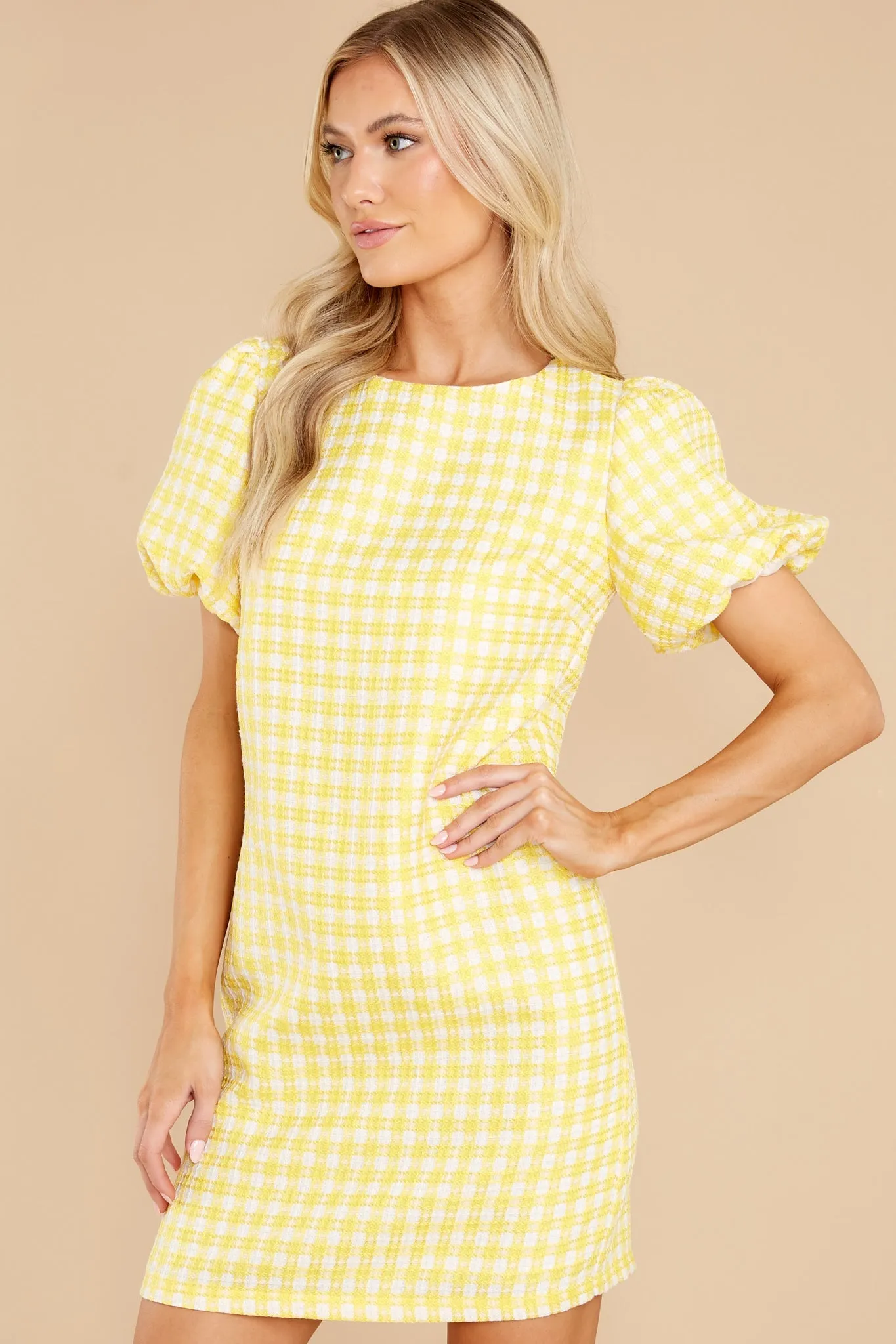 All The Sweetness Yellow Tweed Dress