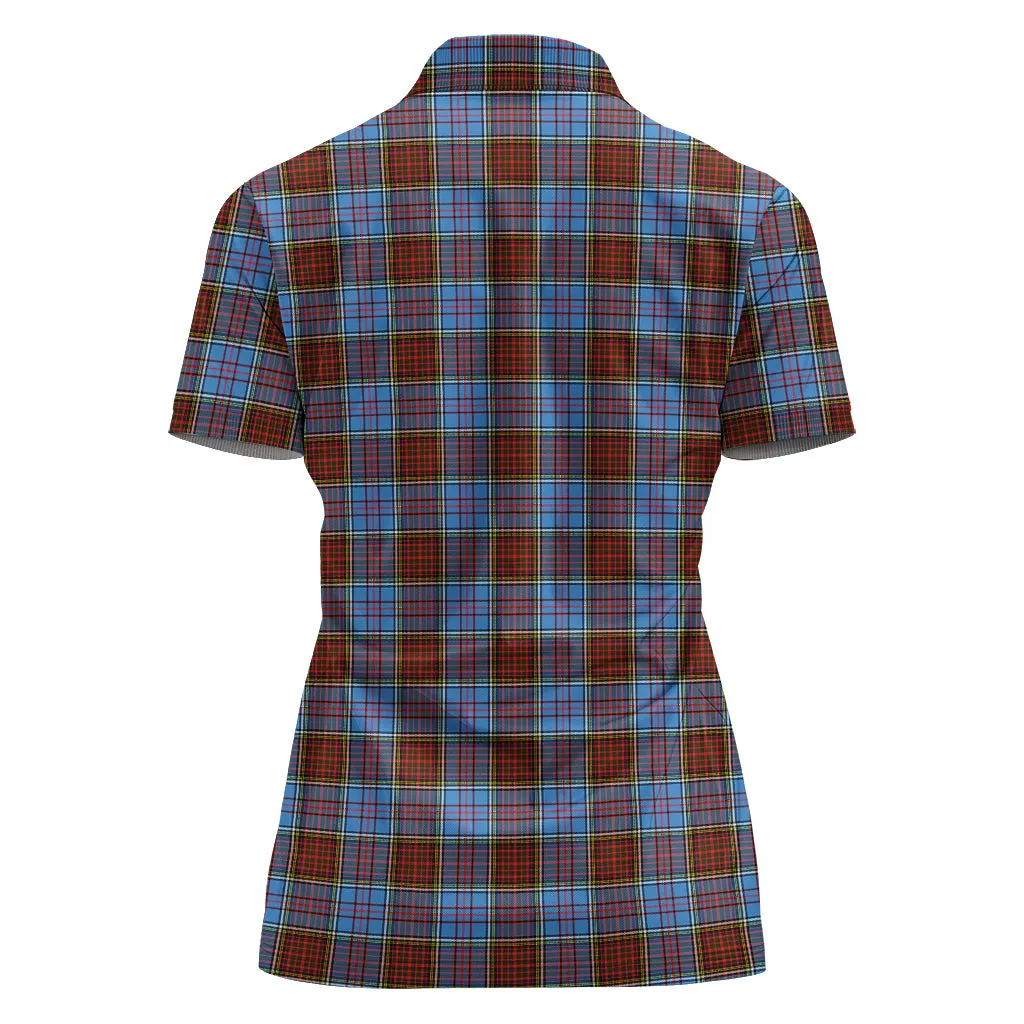 Anderson Modern Tartan Polo Shirt with Family Crest For Women