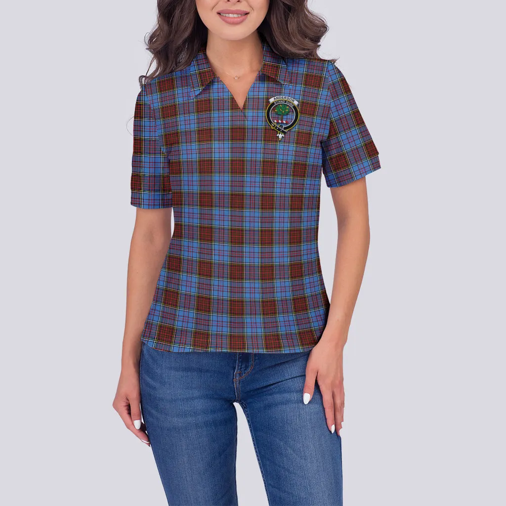 Anderson Modern Tartan Polo Shirt with Family Crest For Women