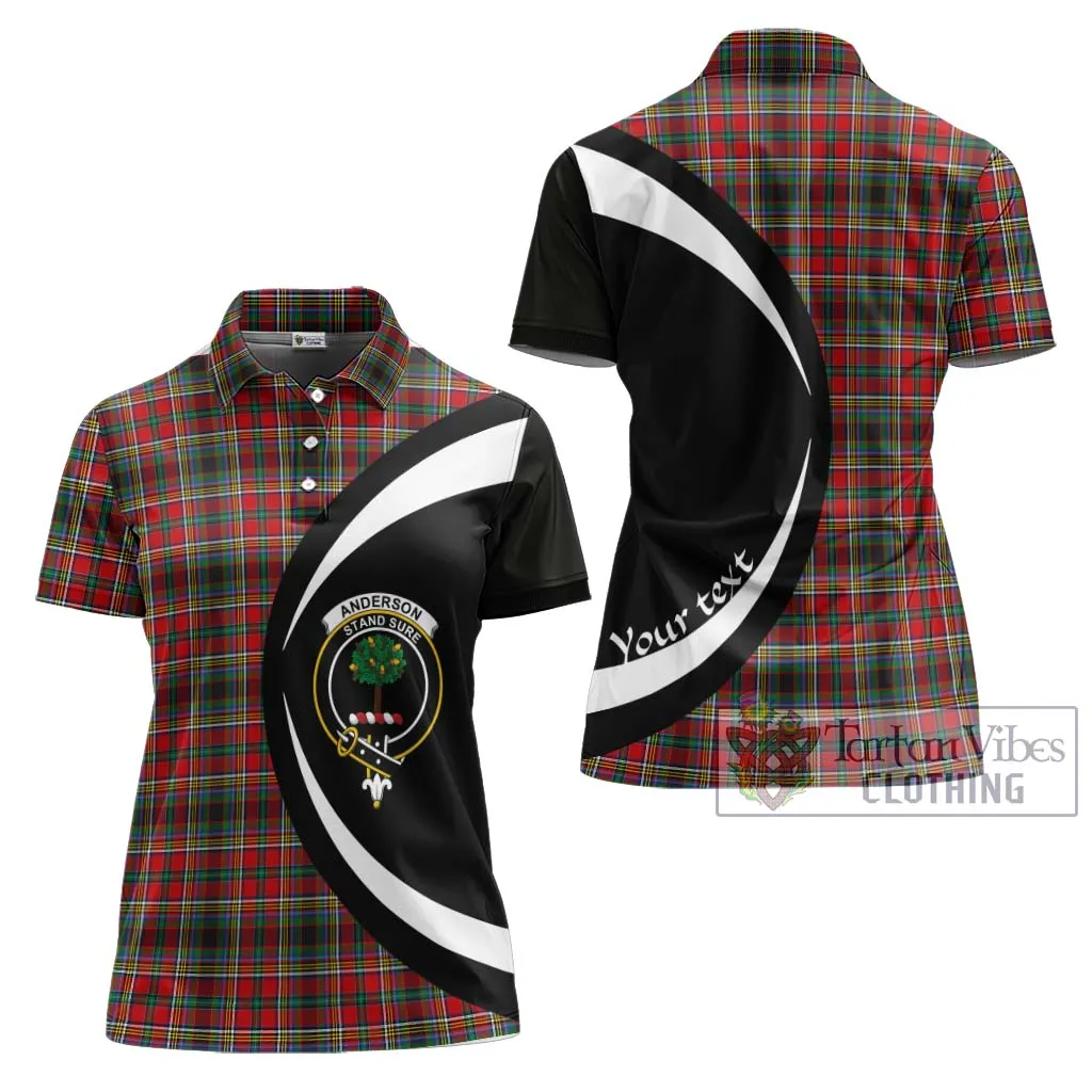 Anderson of Arbrake Tartan Women's Polo Shirt with Family Crest Circle Style