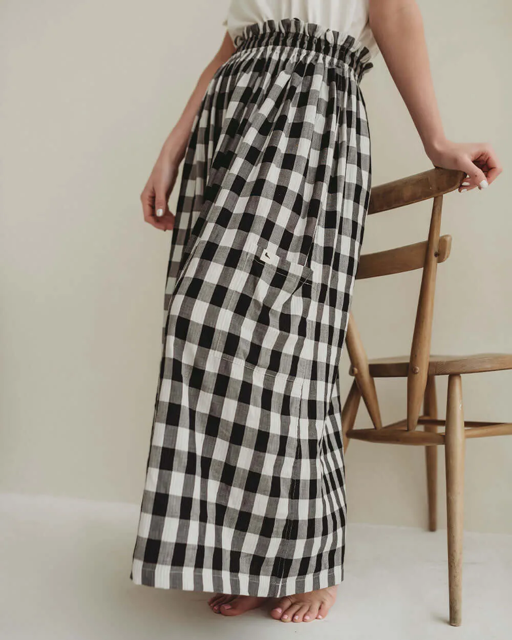 Anna Reversible Check Tie Dress Skirt