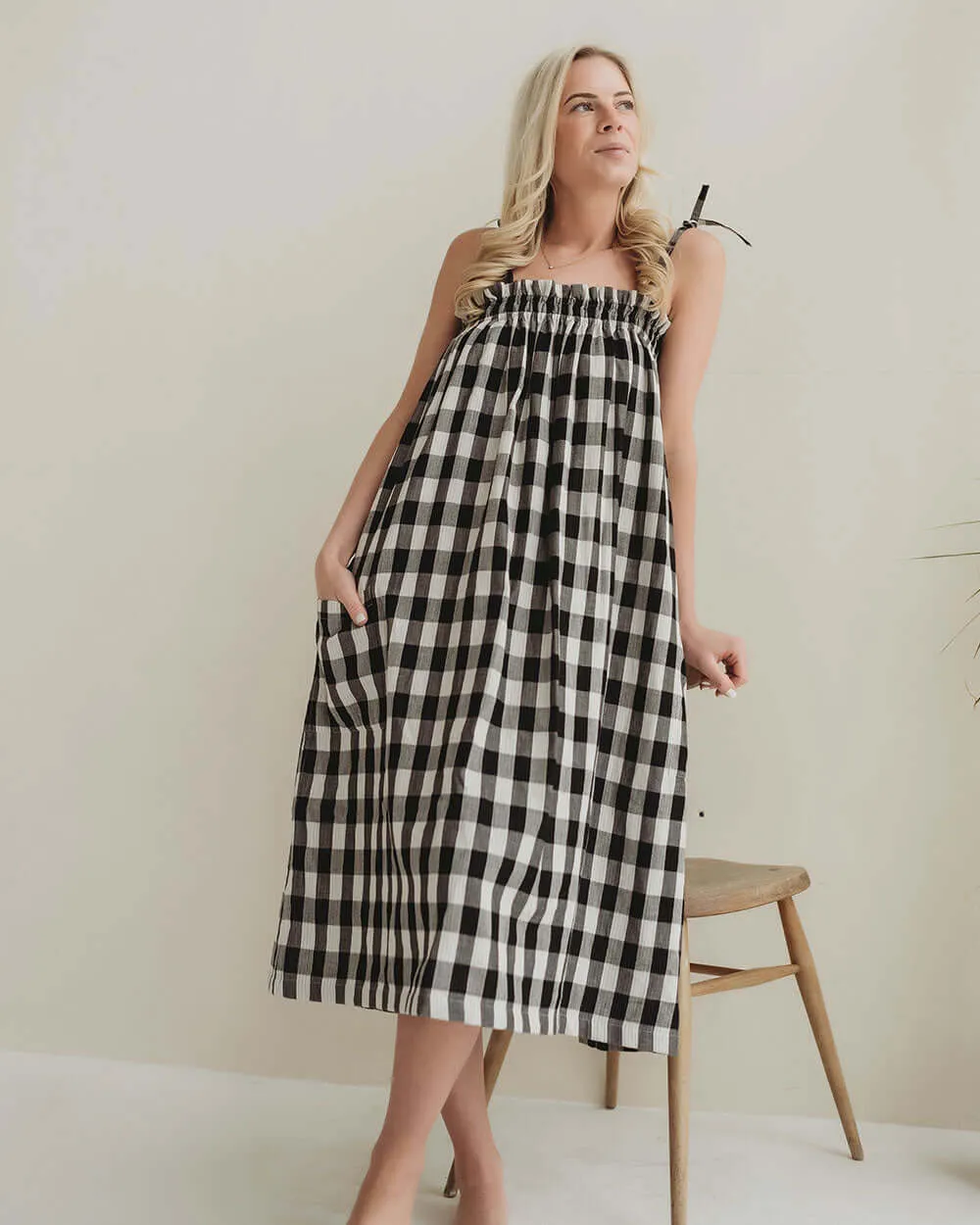 Anna Reversible Check Tie Dress Skirt