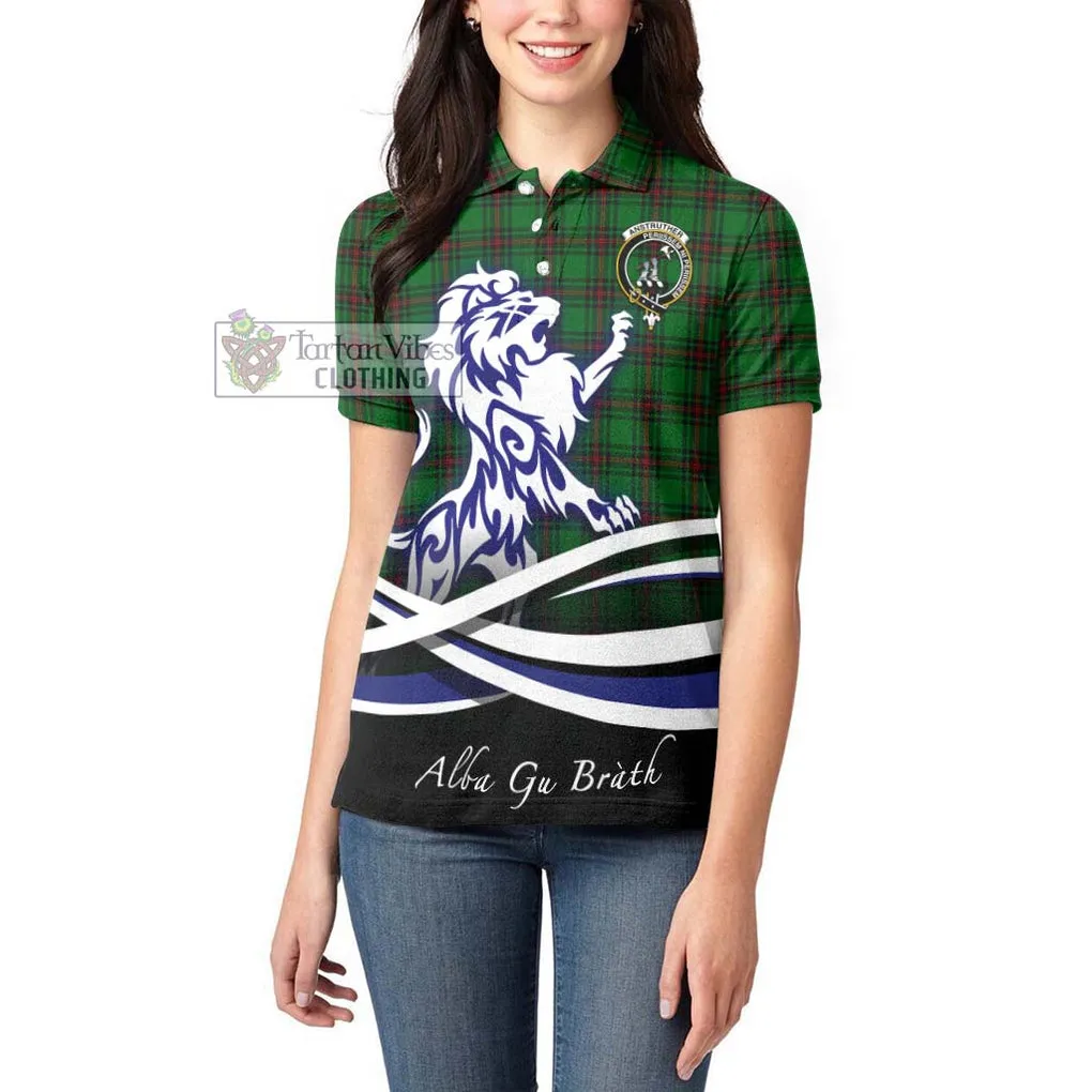 Anstruther Tartan Women's Polo Shirt with Alba Gu Brath Regal Lion Emblem