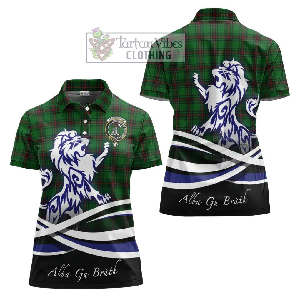 Anstruther Tartan Women's Polo Shirt with Alba Gu Brath Regal Lion Emblem