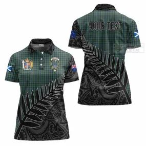 Arbuthnot Crest Tartan Women's Polo Shirt with New Zealand Silver Fern Half Style