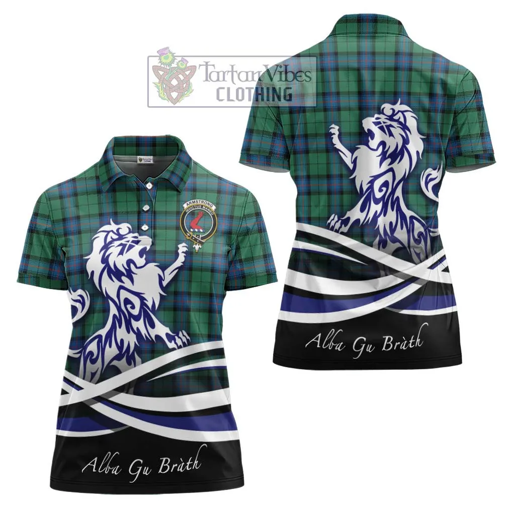 Armstrong Ancient Tartan Women's Polo Shirt with Alba Gu Brath Regal Lion Emblem