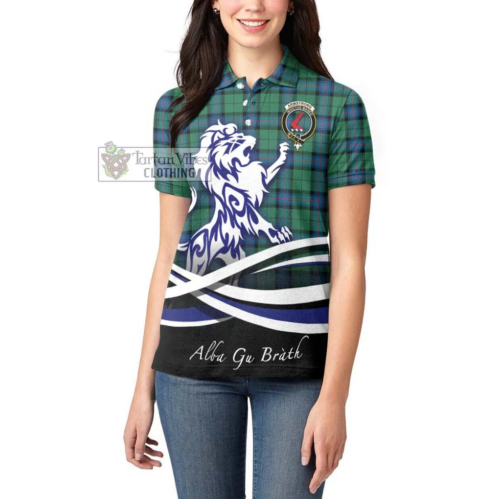 Armstrong Ancient Tartan Women's Polo Shirt with Alba Gu Brath Regal Lion Emblem