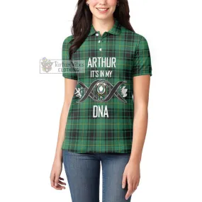 Arthur Ancient Tartan Women's Polo Shirt with Family Crest DNA In Me Style