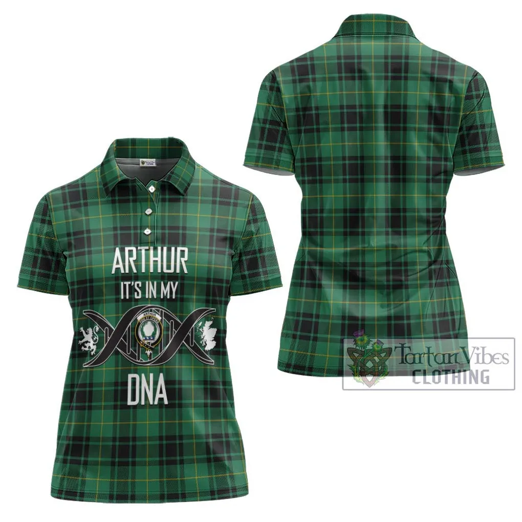 Arthur Ancient Tartan Women's Polo Shirt with Family Crest DNA In Me Style