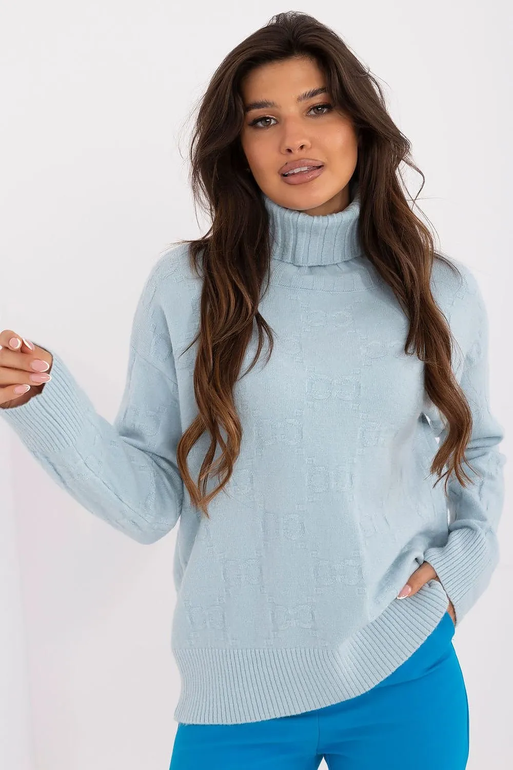 AT Geo Print Turtleneck Sweater