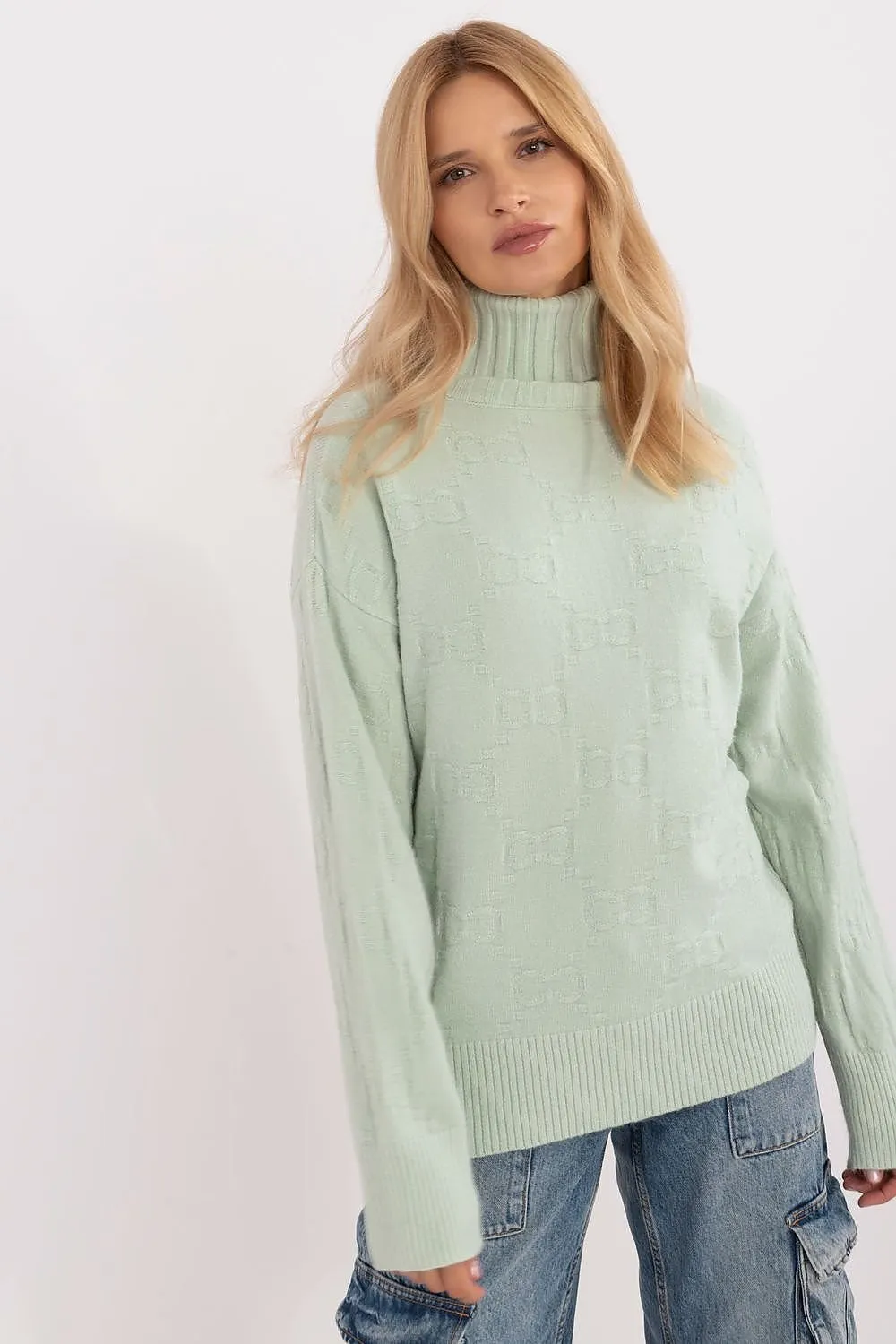 AT Geo Print Turtleneck Sweater