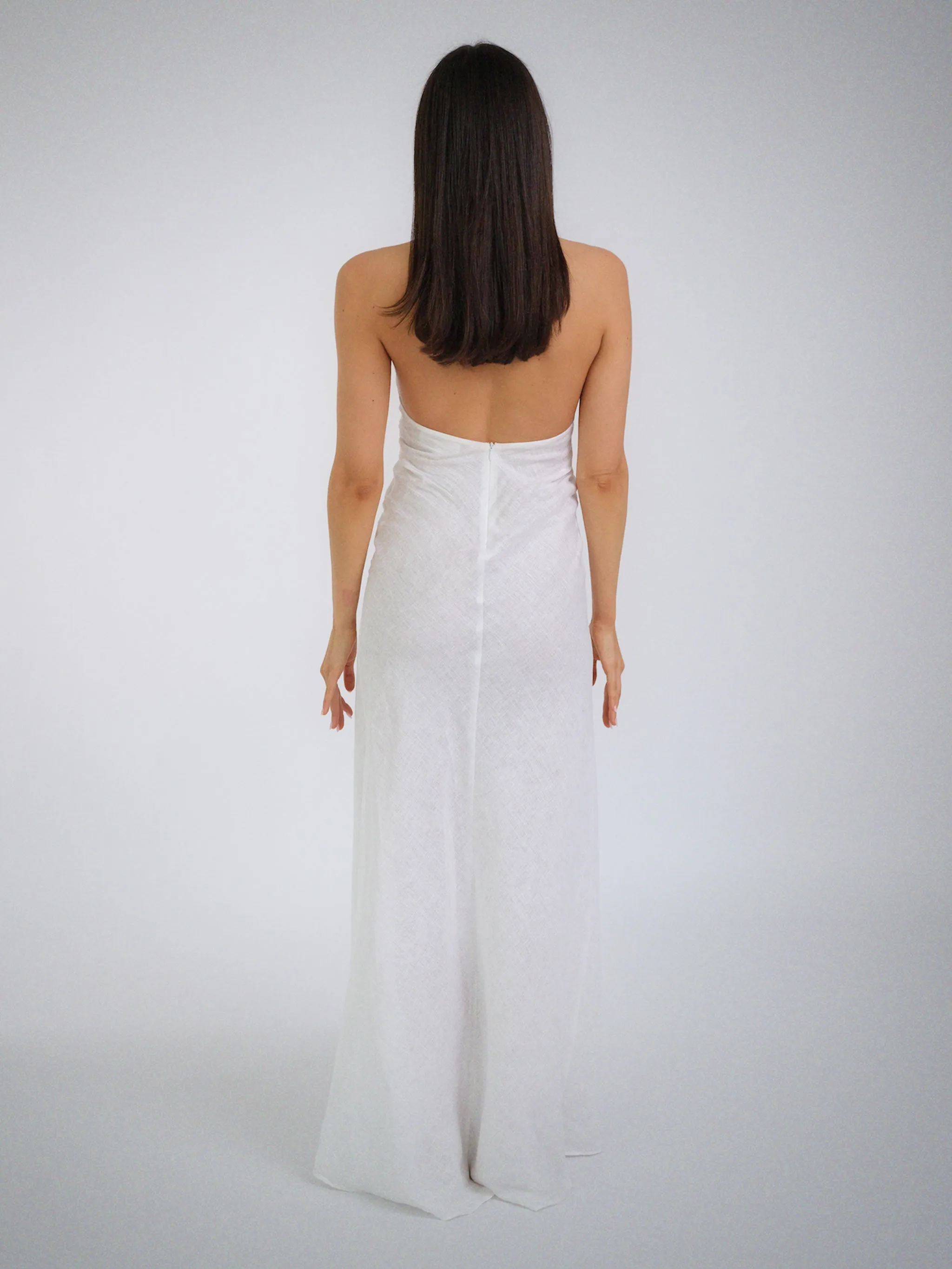 Athena Linen Maxi Dress White