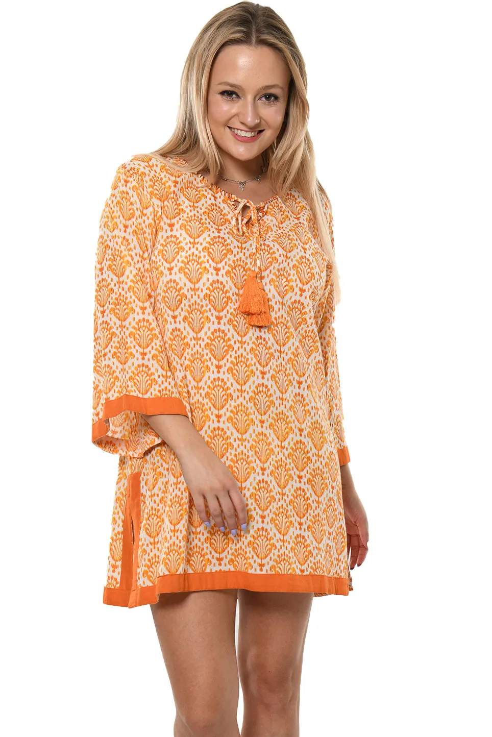 AZUCAR Printed Cotton Tassel Tunic