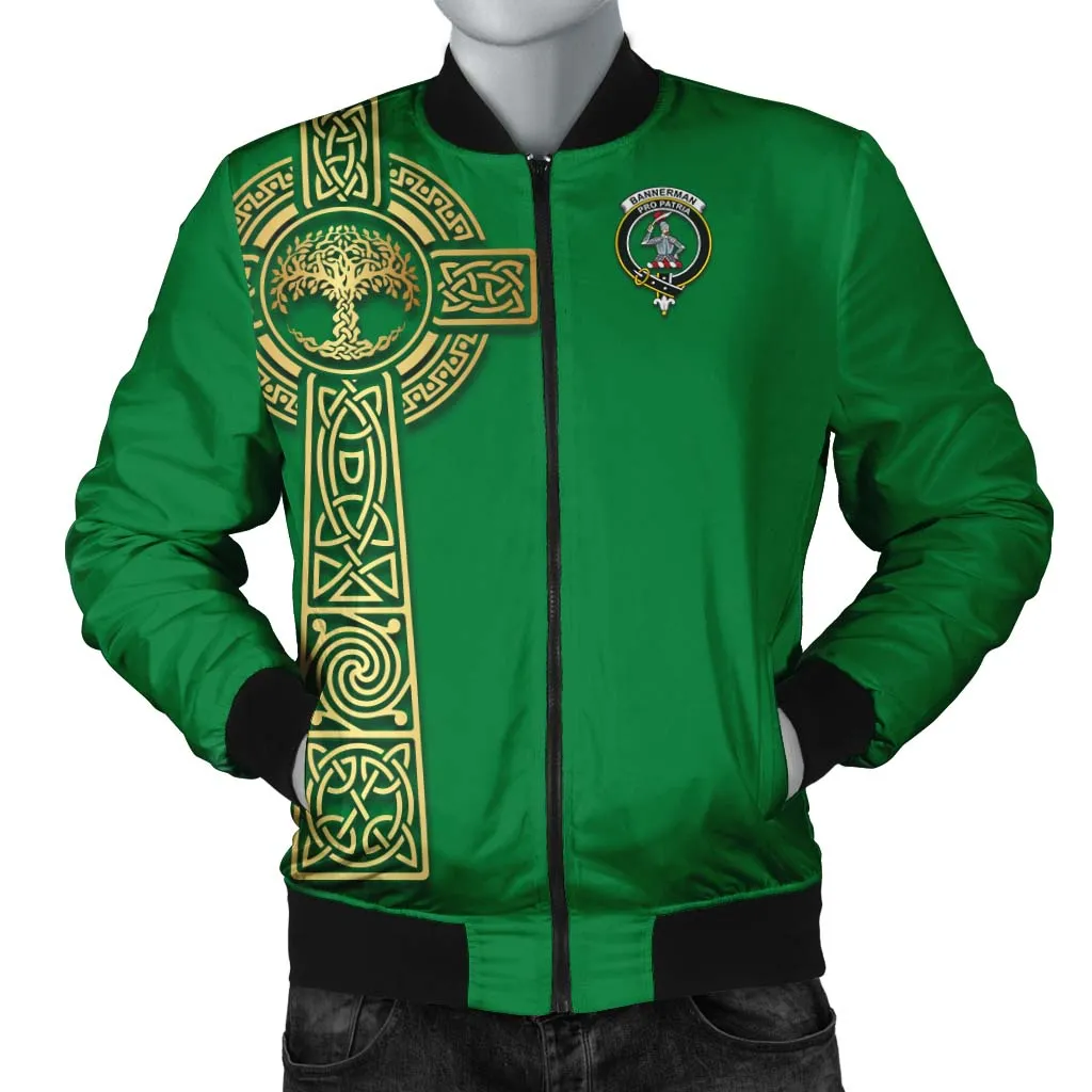 Bannerman Clan Bomber Jacket with Golden Celtic Tree Of Life