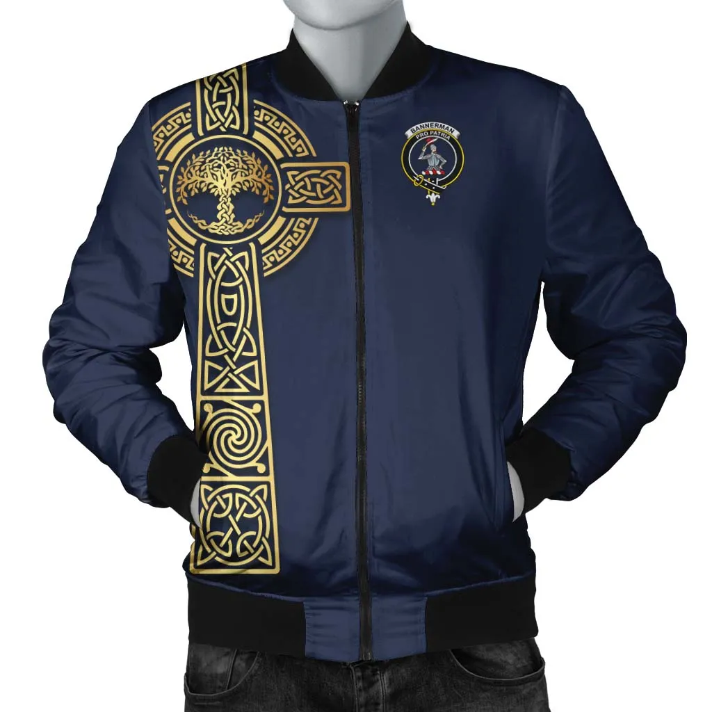 Bannerman Clan Bomber Jacket with Golden Celtic Tree Of Life