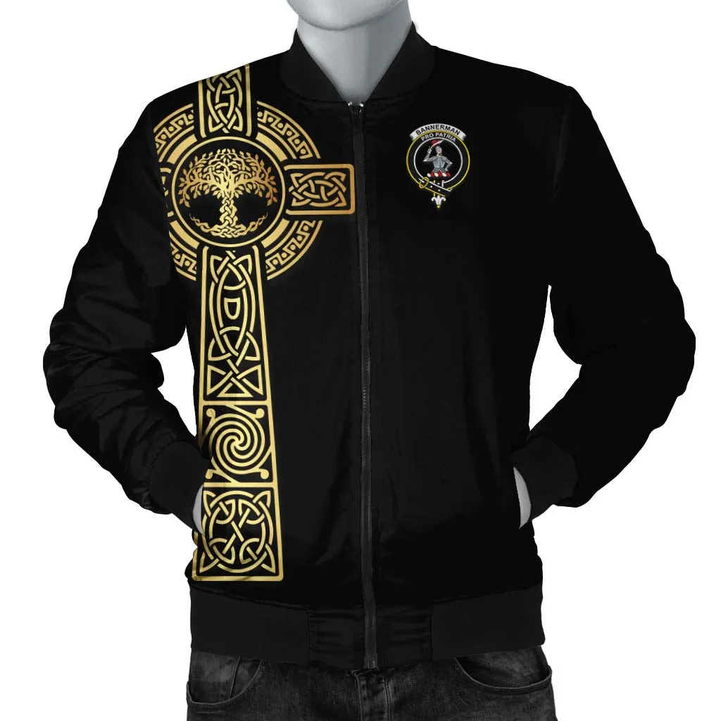 Bannerman Clan Bomber Jacket with Golden Celtic Tree Of Life