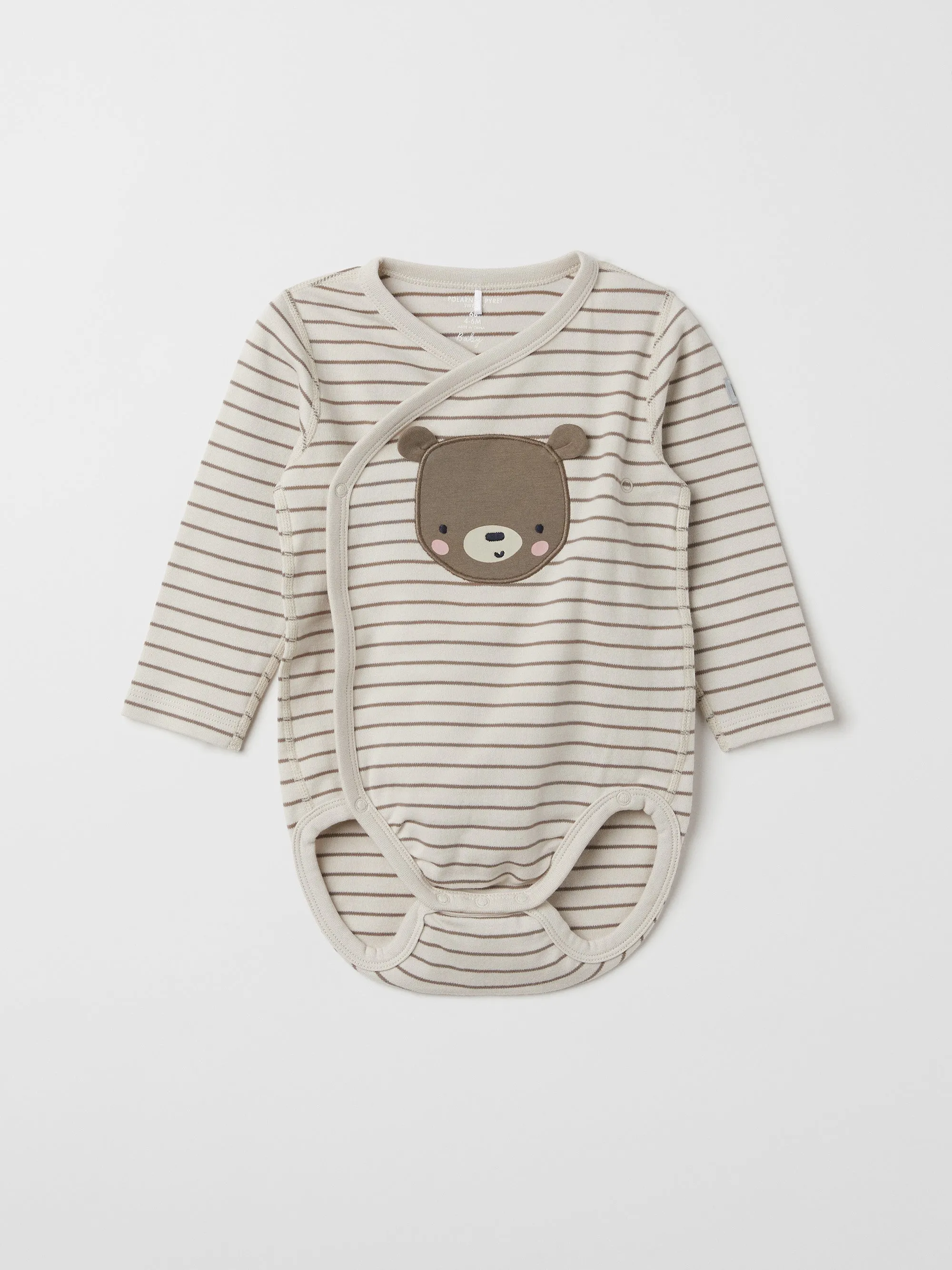 Bear Applique Wraparound Babygrow