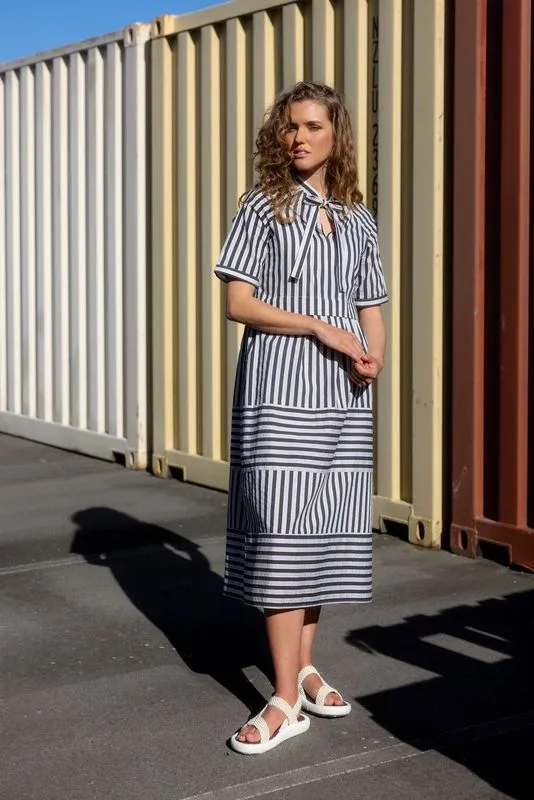 Bi Line Dress - Ink Stripe