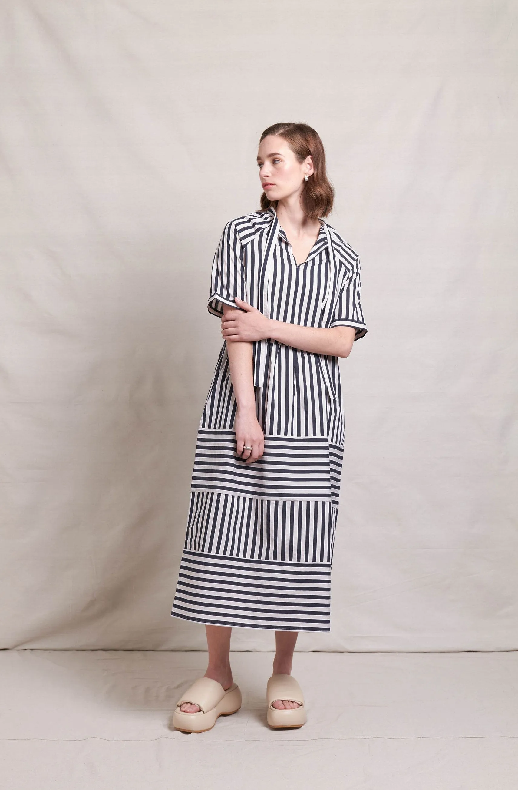 Bi Line Dress - Ink Stripe