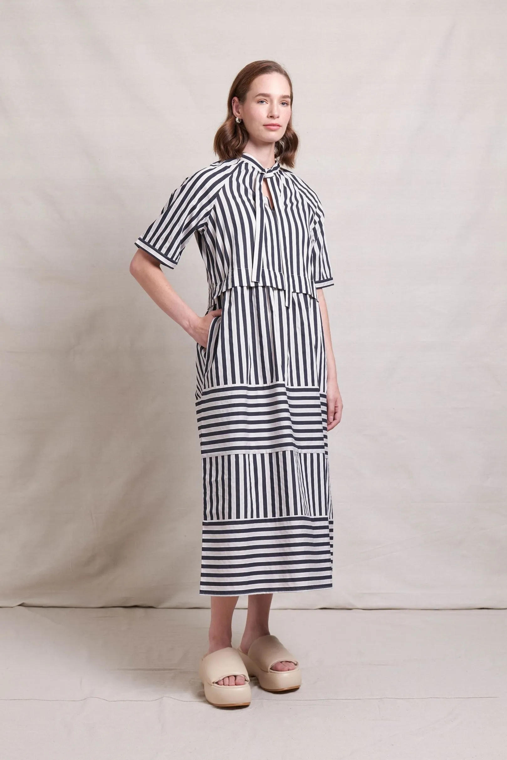 Bi Line Dress - Ink Stripe