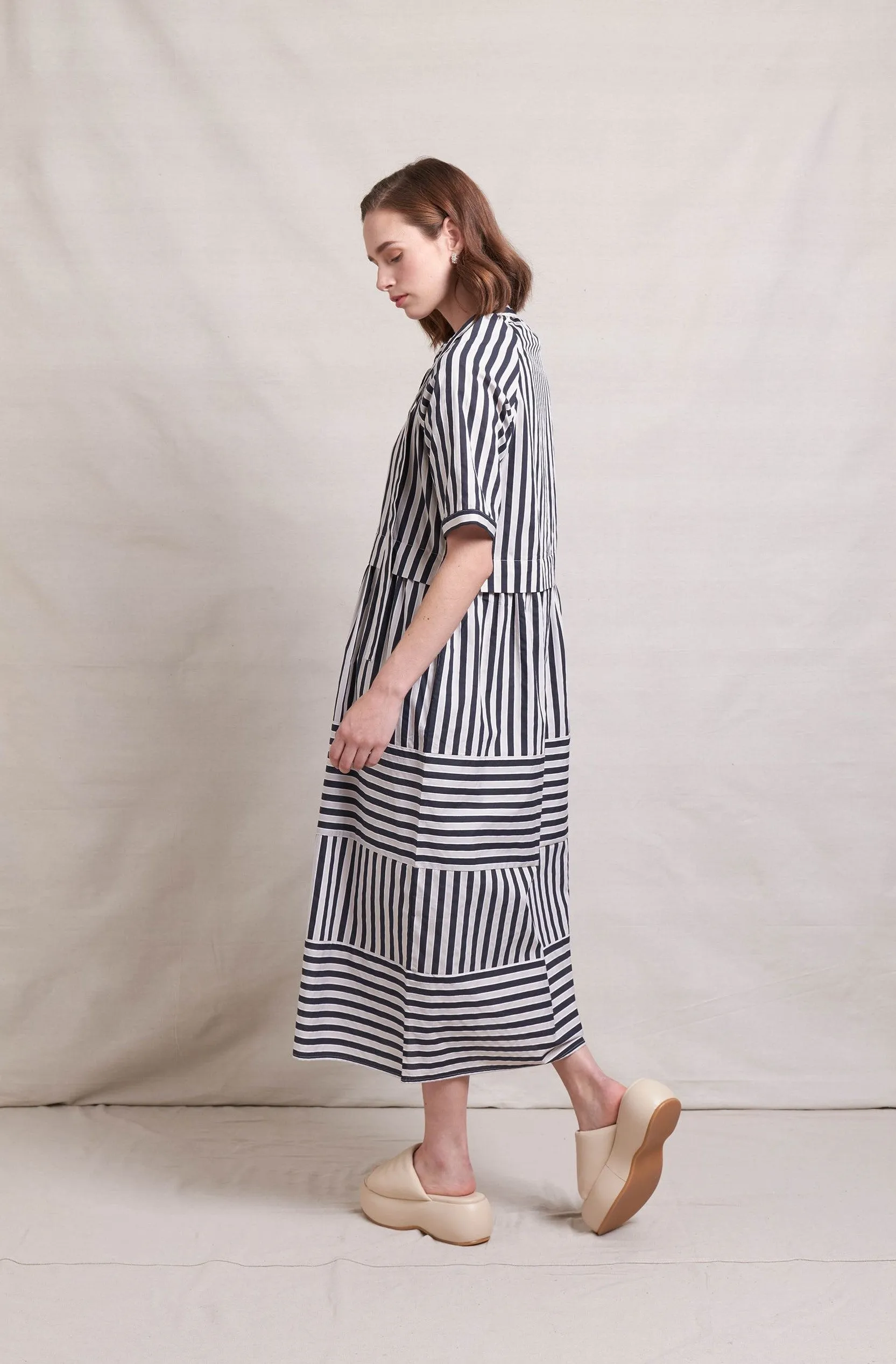 Bi Line Dress - Ink Stripe