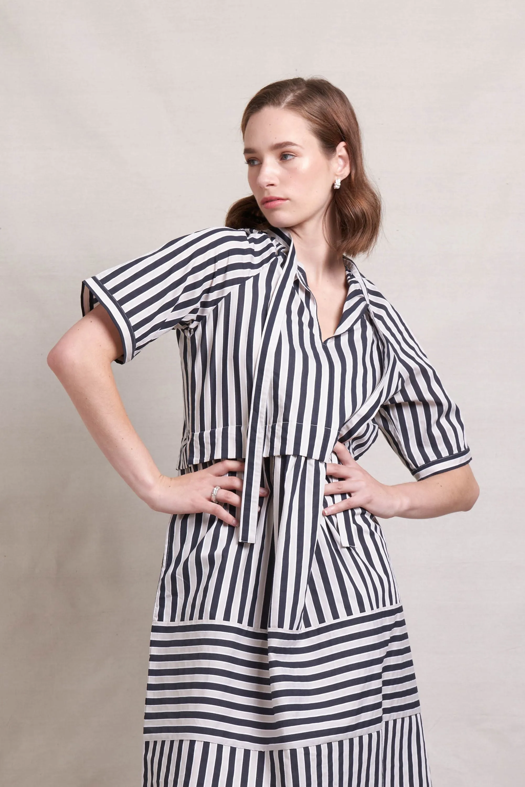 Bi Line Dress - Ink Stripe