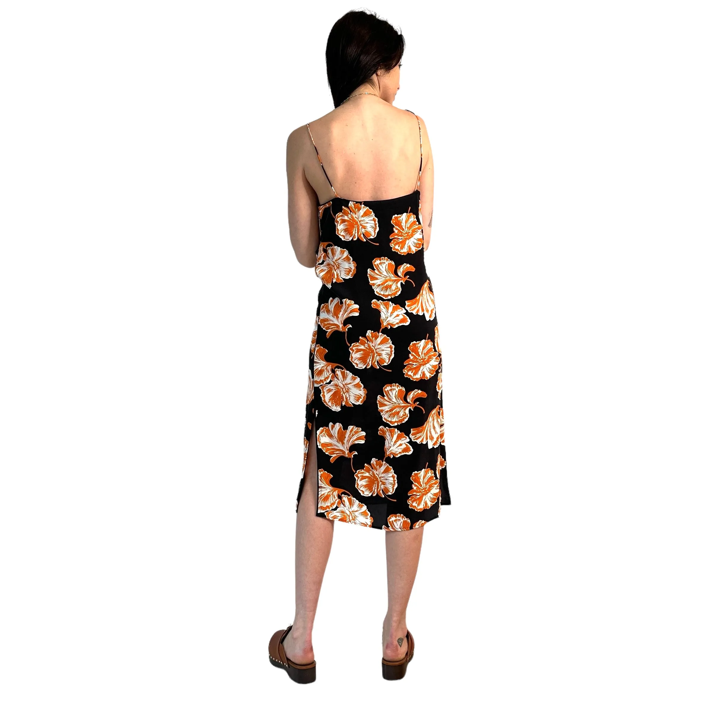 Black & Orange Print Slip-On Dress - S