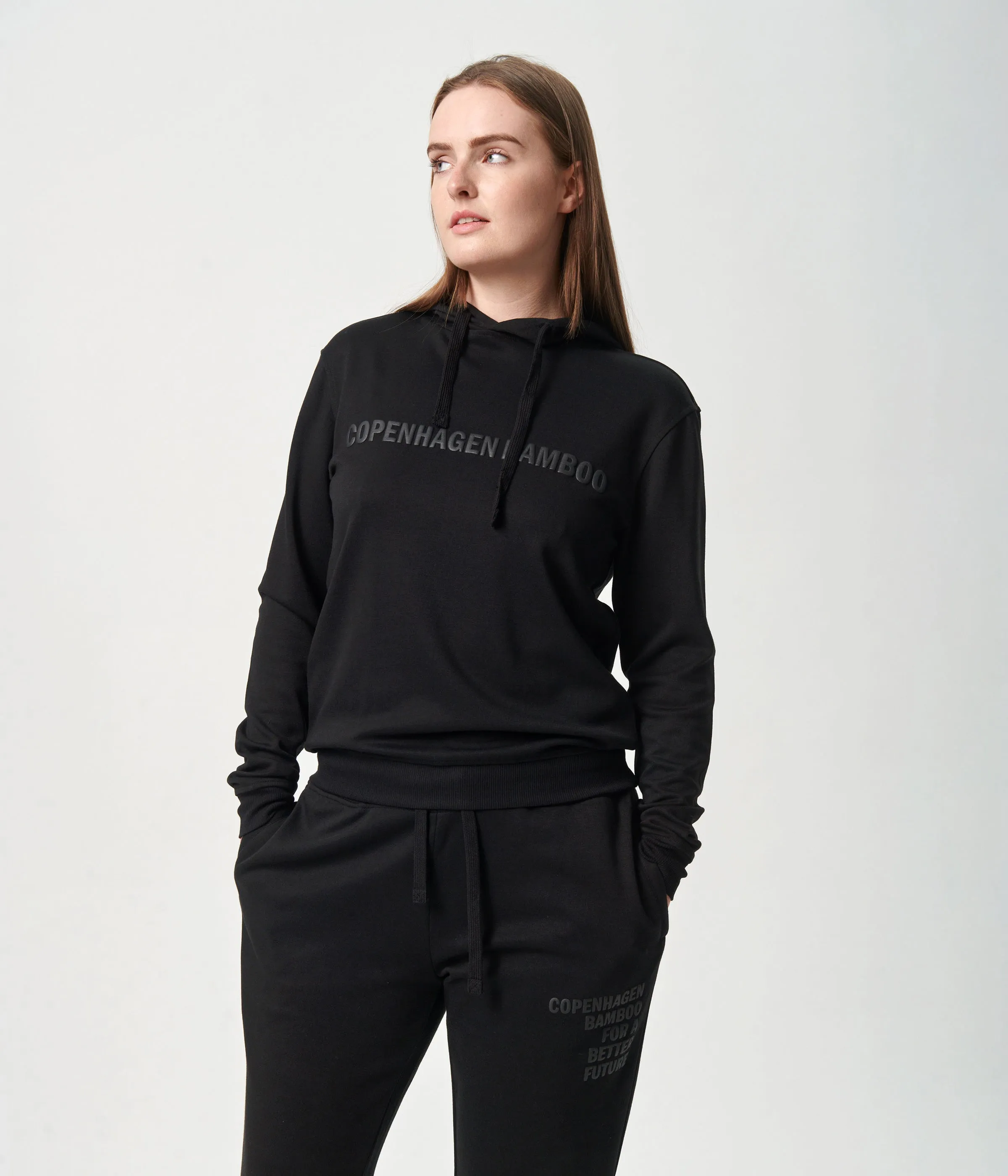 Black bamboo hoodie track suit with logo