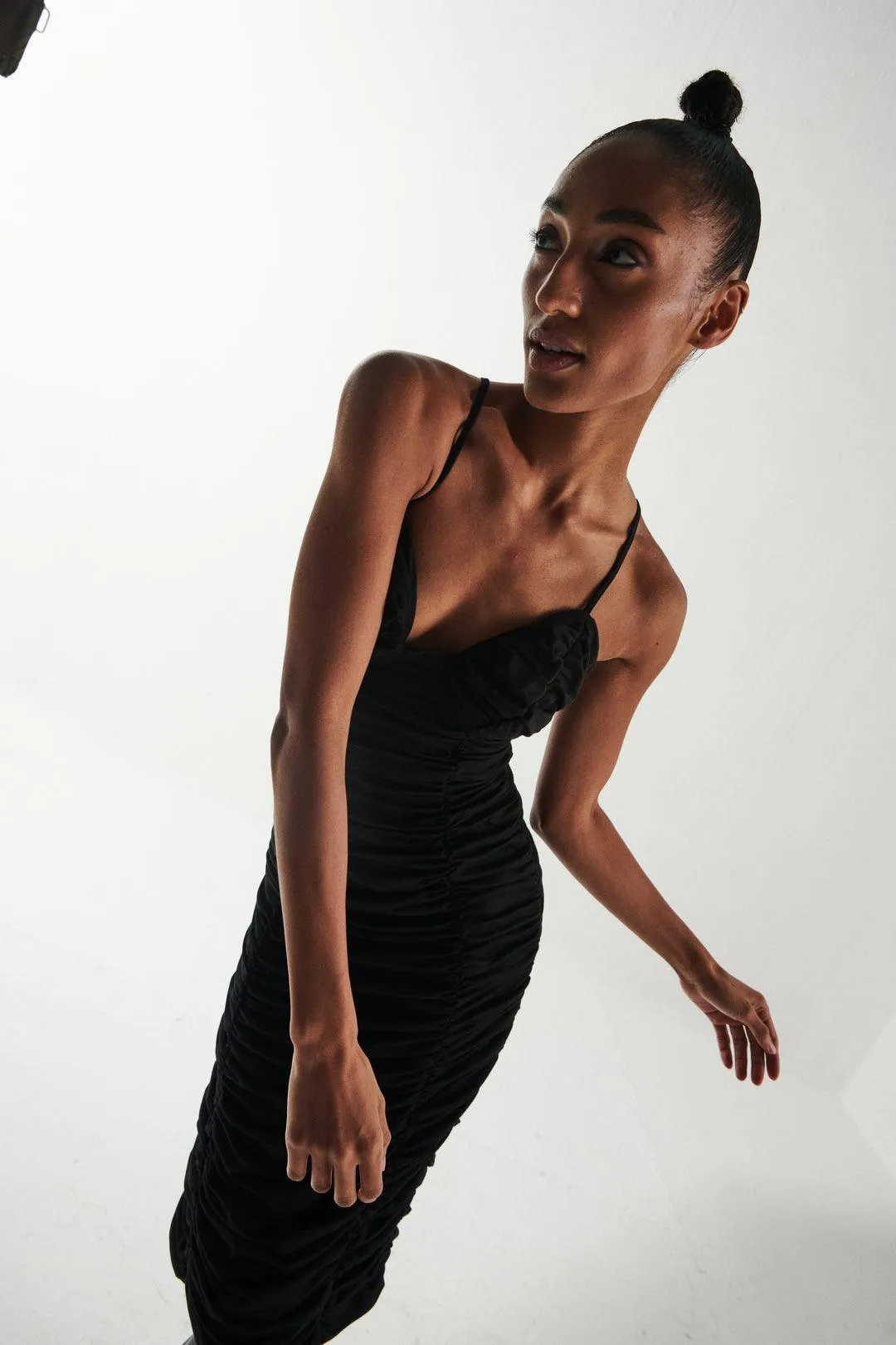 Black Bodycon Ruched Dress