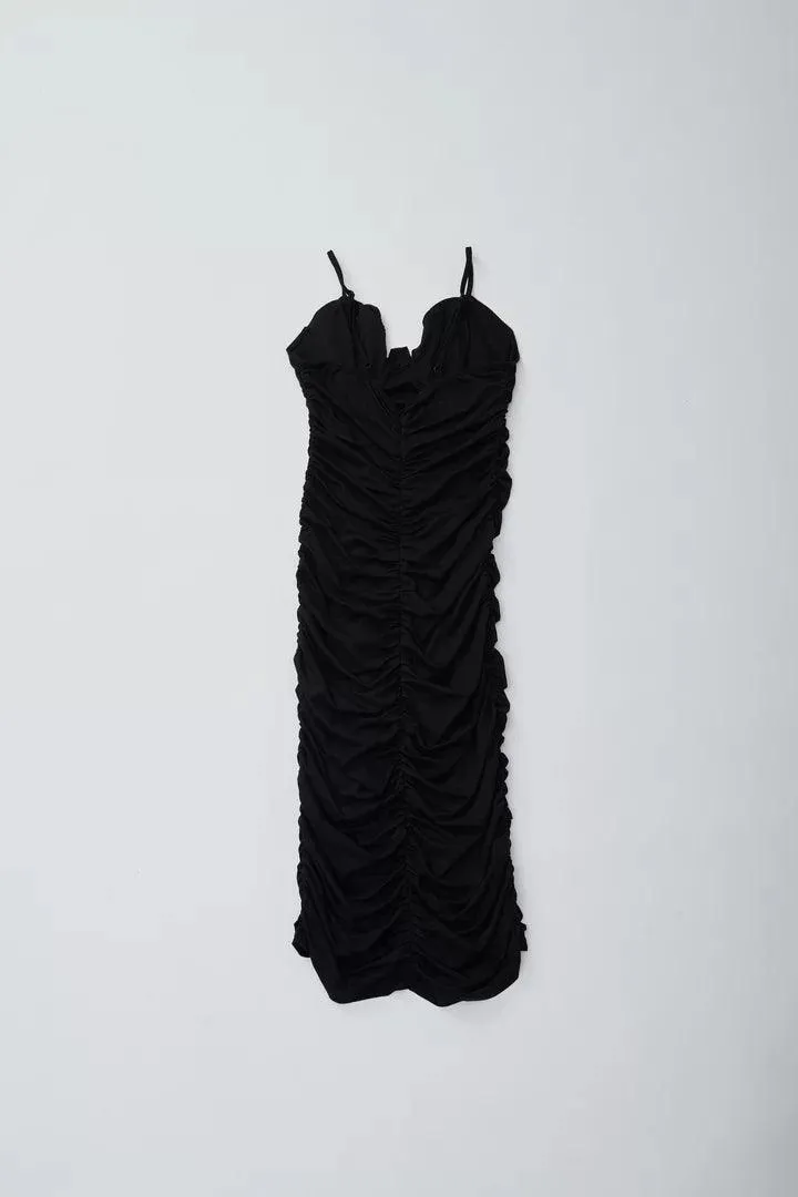 Black Bodycon Ruched Dress